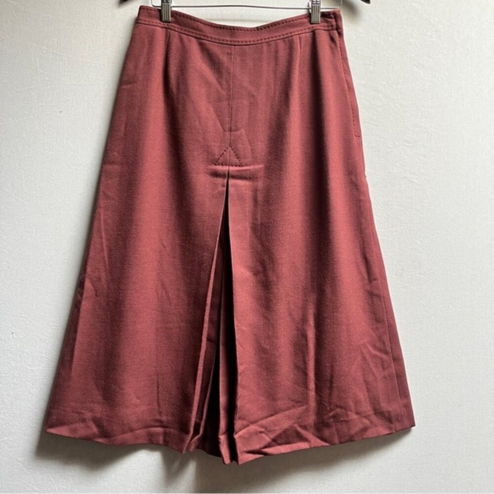 Vintage Parisian Rust Midi Skirt with Flowy Silhouette